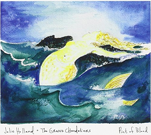 "Album cover featuring a watercolor painting of a yellow whale in dark blue waters."