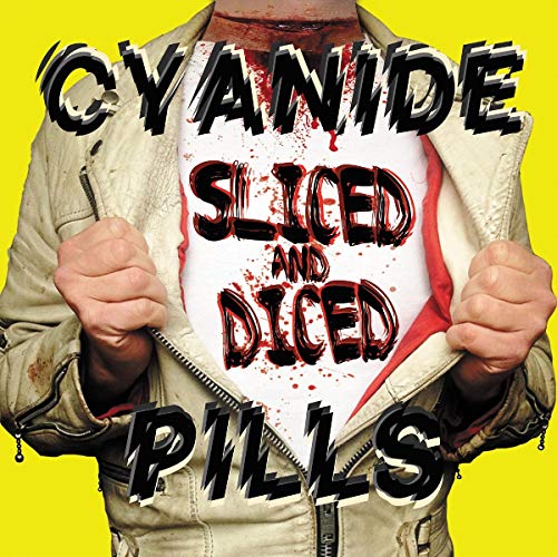 CD cover: person in leather jacket revealing text on a white shirt.