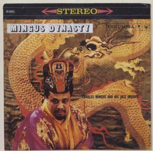 "Album cover featuring Charles Mingus in imperial attire with a dragon."