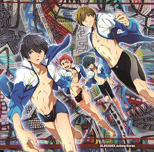 Anime CD cover featuring four young male swimmers in dynamic poses.
