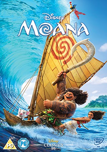 "Moana DVD cover featuring animated characters Moana and Maui against a blue background."