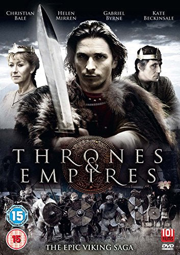 DVD cover for "Thrones And Empires" featuring a Viking warrior with a sword.
