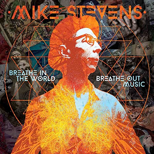 CD cover featuring a portrait of Mike Stevens with abstract orange designs.