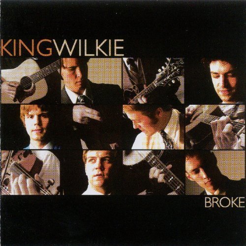 "Album cover with a collage of a man playing guitar, titled 'King Wilkie - Broke'."