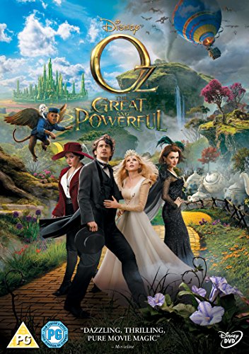 Oz The Great and Powerful" DVD cover with hot air balloon and landscape.
