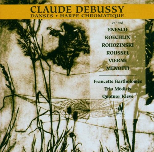 "CD cover with sepia-toned illustration, gold banner, and black text listing composers and performers."