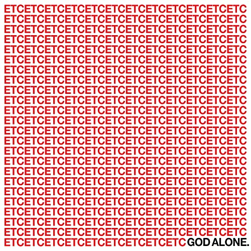 CD case cover with repeating abstract text and "GOD ALONE" text.