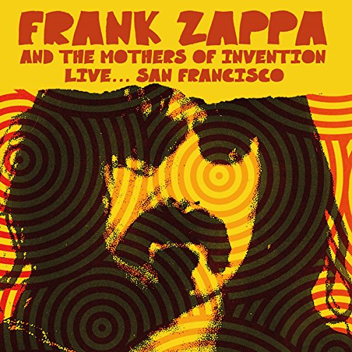 Frank Zappa album cover with swirling psychedelic orange and black design.