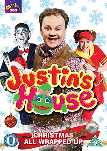 DVD cover featuring Justin Fletcher, Robert the Robot, and Little Monster against snowflakes.