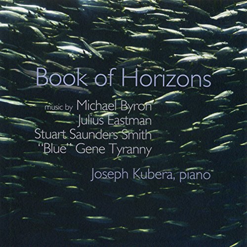"Album cover with dark background, fish scales, and white text listing composer and musicians."