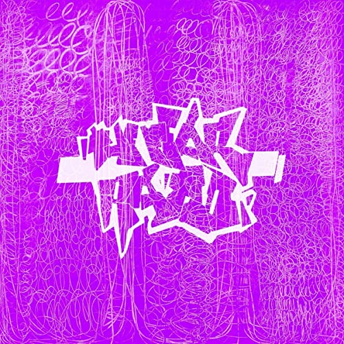 Purple abstract background with white, jagged “fear” text and arrow shapes.