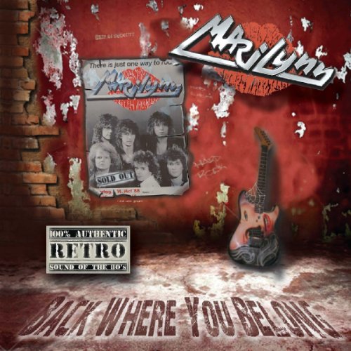 "Album cover with red brick wall, guitar, and 'Marilynn' in stylized font."