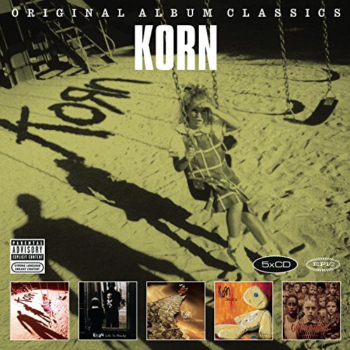 Korn Original Album Classics 5-CD box set cover art featuring a girl on a swing.