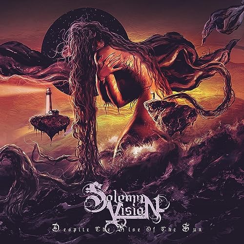CD cover art: dark, surreal landscape with a figure and lighthouse.