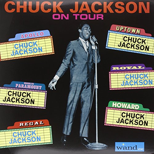 Vinyl album cover featuring Chuck Jackson singing into a microphone with marquee signs.