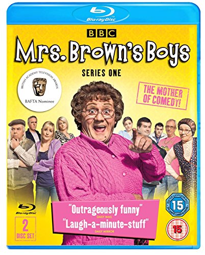 Blu-ray case for "Mrs. Brown's Boys" with a woman in a pink sweater.