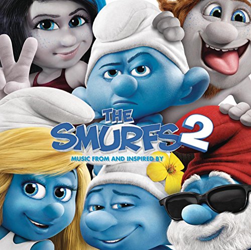 CD cover featuring blue Smurf characters and the film's logo.