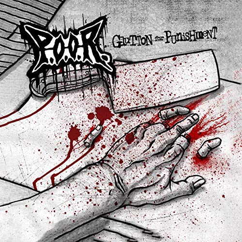 CD cover art: hand holding a bloody box with distressed lettering.