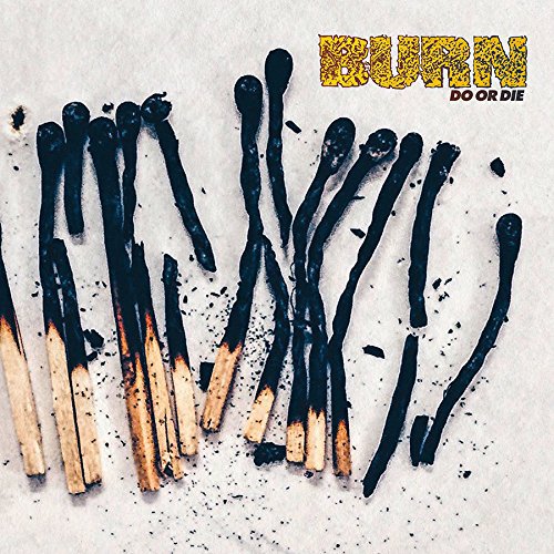 "Album cover with burnt matches and 'BURN - DO OR DIE' text on a white background."