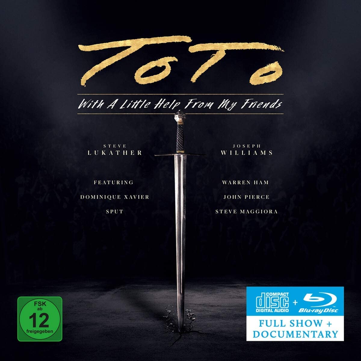 TOTO CD cover: sword against dark background with band and artist names.