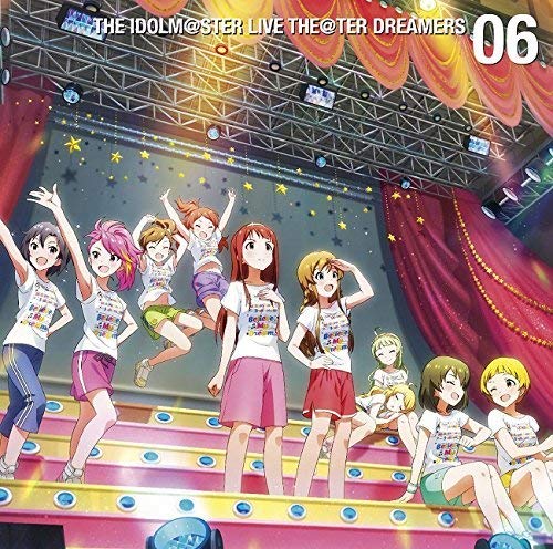 Anime girls in colorful outfits on a stage with lighting effects.