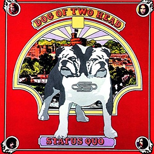 Red vinyl album cover with two-headed dog illustration and "Status Quo" text.