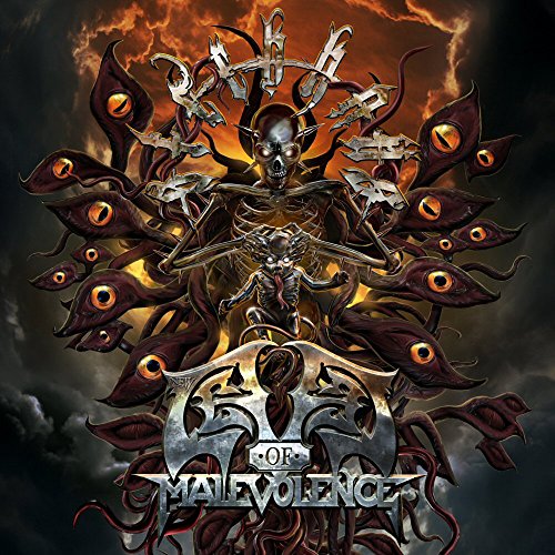 Album cover art featuring a skeleton with multiple eyes and swords, dark background.