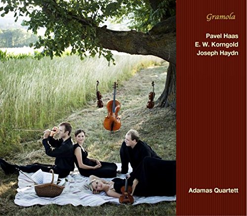 CD cover featuring string quartet outdoors with instruments and picnic.