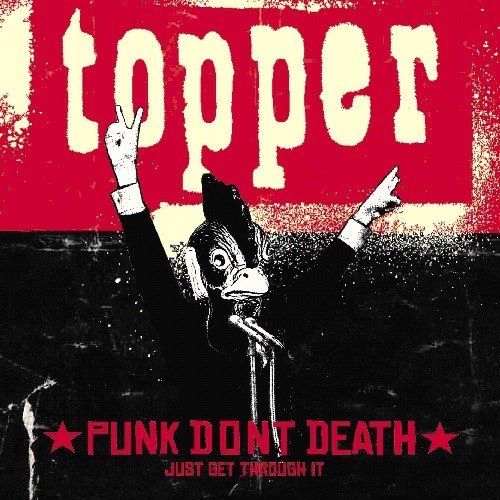 CD cover: distressed image of a penguin with raised arms, text “Topper”.