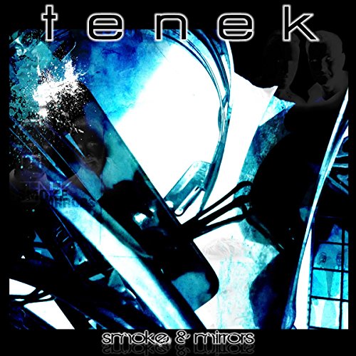 CD cover for Tenek’s “Smoke & Mirrors” with abstract blue and black imagery.