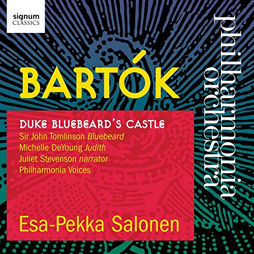 CD cover for Bartók’s *Bluebeard’s Castle* with abstract blue and red design.