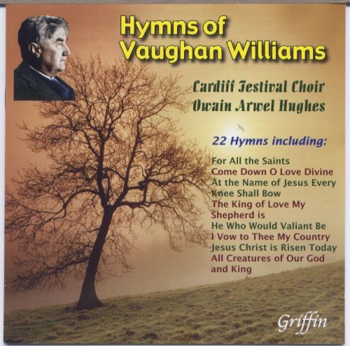 CD cover for "Hymns of Vaughan Williams" featuring a portrait and tree.
