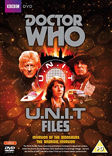 Doctor Who U.N.I.T. Files DVD cover featuring the Third and Fourth Doctors and Sarah-Jane.