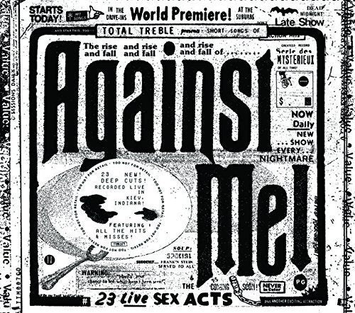 "Album cover for 'Against Me! - 23 Live Sex Acts' with a black and white newspaper design."