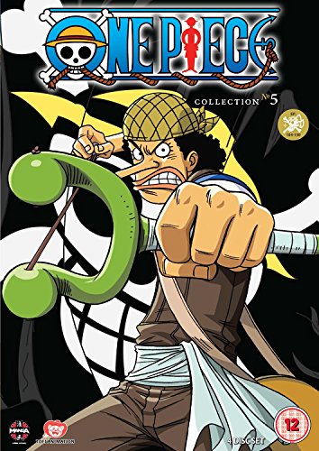 "DVD cover featuring cartoon character Luffy in a fighting stance, with green rope."