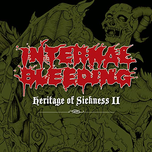CD cover for Internal Bleeding’s “Heritage of Sickness 2” with skull art.
