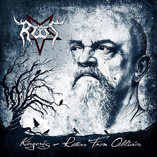 "Album cover featuring a bearded man's portrait with black birds and a bare tree."