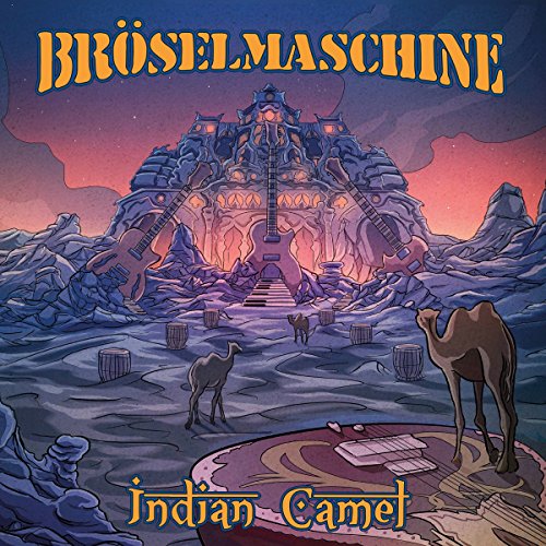 "CD cover art featuring a fantastical, gothic temple with camels in the foreground."
