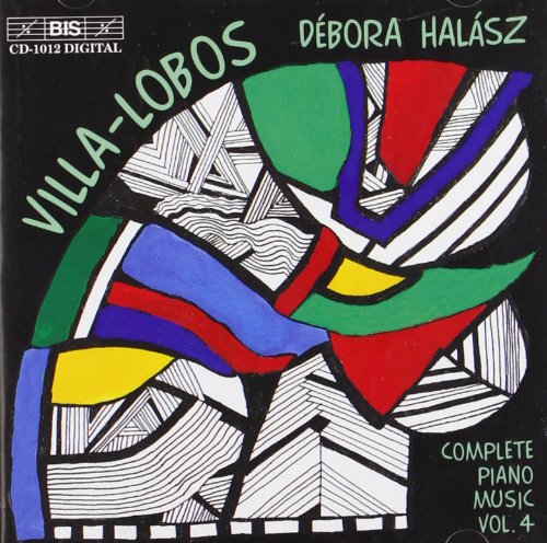 A CD cover with abstract, colorful shapes and "Villa-Lobos" written in green.