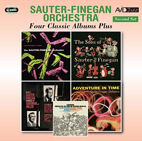 "CD cover with five album covers, peach background, and green title text."
