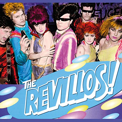 1980s band portrait with bright colors and bold text "The Revillos!".