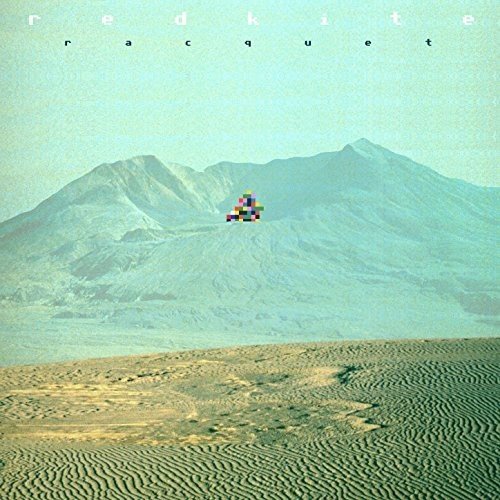 A vinyl album cover featuring a desert landscape with a pixelated kite.