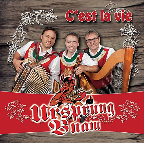 CD cover featuring three men with musical instruments and floral designs.