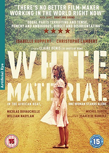 DVD cover for “White Material” featuring a woman on a dirt road.