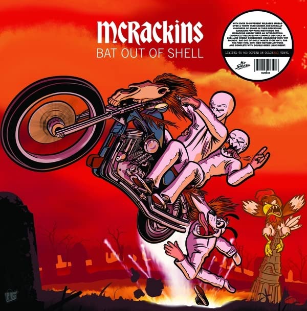 Vinyl record cover: cartoon of a motorcycle with an egg-headed rider.