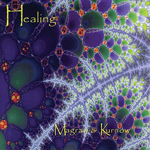 The image is an album cover with abstract blue, green, and orange shapes.