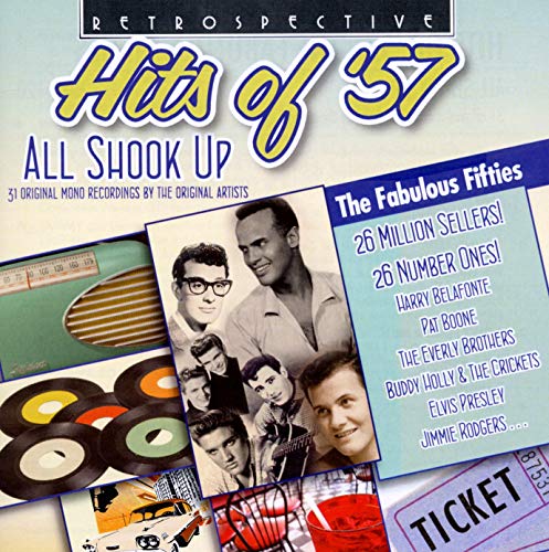 CD cover for “Hits of ‘57” featuring 1950s musicians and record imagery.