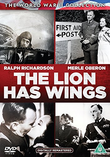 DVD cover for "The Lion Has Wings" with black and white images and red banner.
