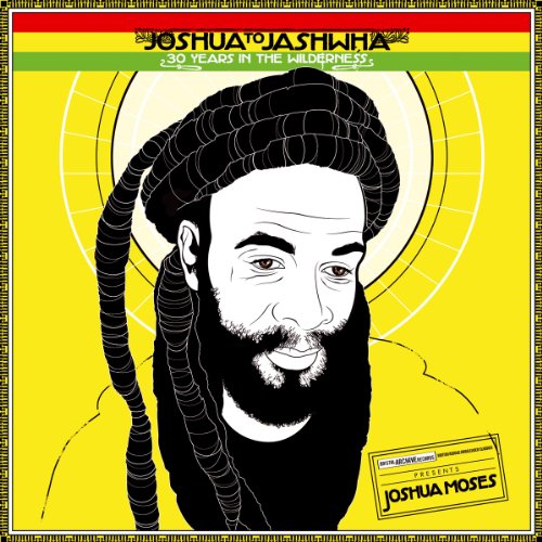 "Album cover with a black and white illustration of a bearded man on yellow background."