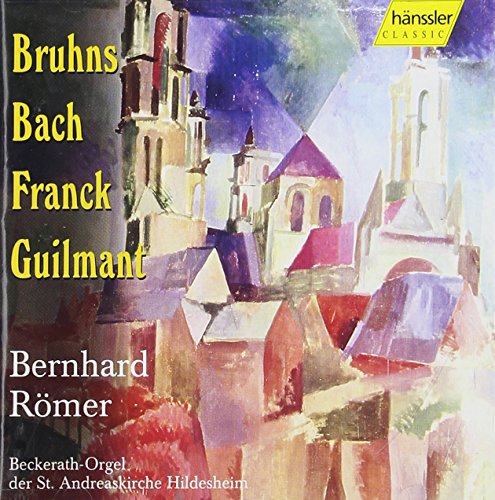 CD cover with abstract church painting, composers' names in yellow, artist's name in white.